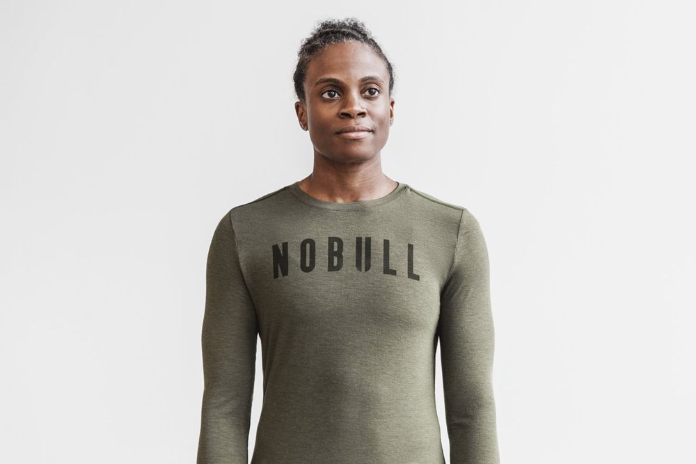 T-Shirts NOBULL Femme Vert - NOBULL Manga Larga,France (1340-ERJIZ)